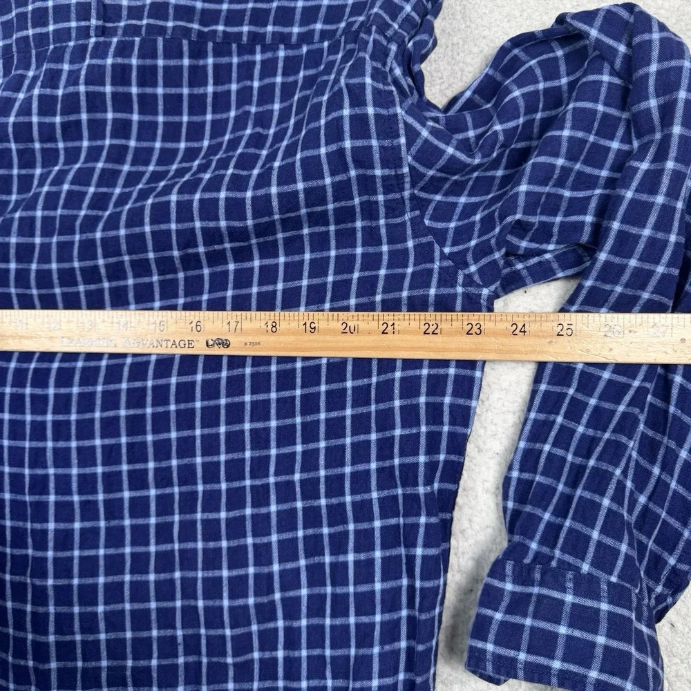 Banana Republic Shirt Men's L Camden Standard Fit 100% Linen Lightweight Plaid‎